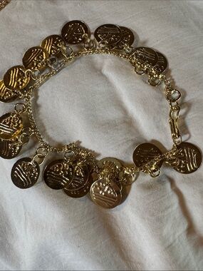 Gold Faux Coins Charm Bracelet/Anklet - Women's Fashion Jewelry